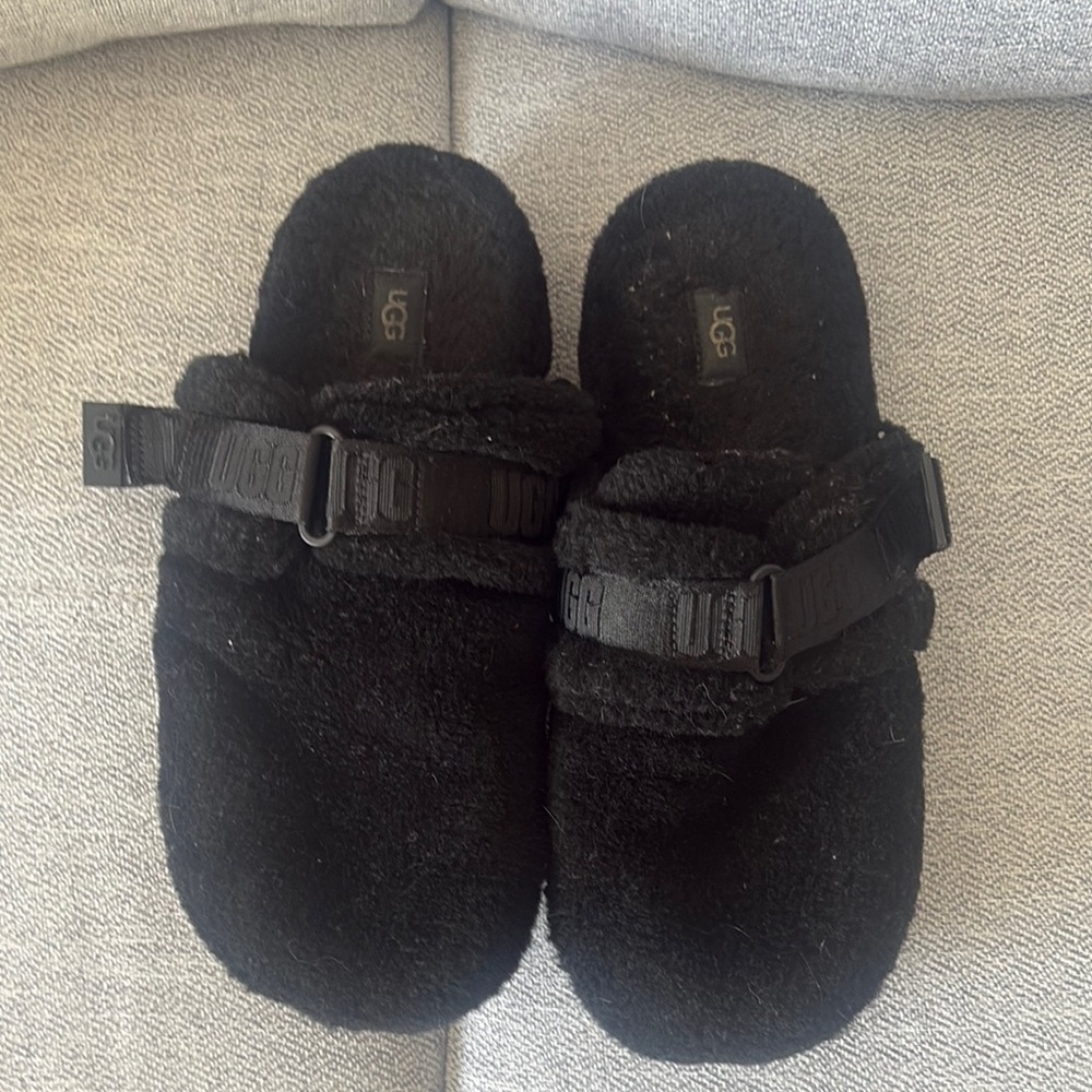 UGG Black Cozy Fleece Mules